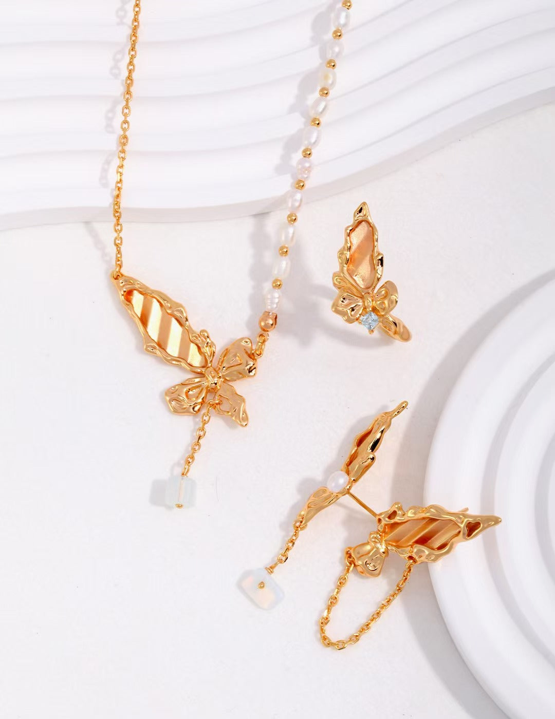 Artisanal Sculpted Butterfly Pendant Necklace