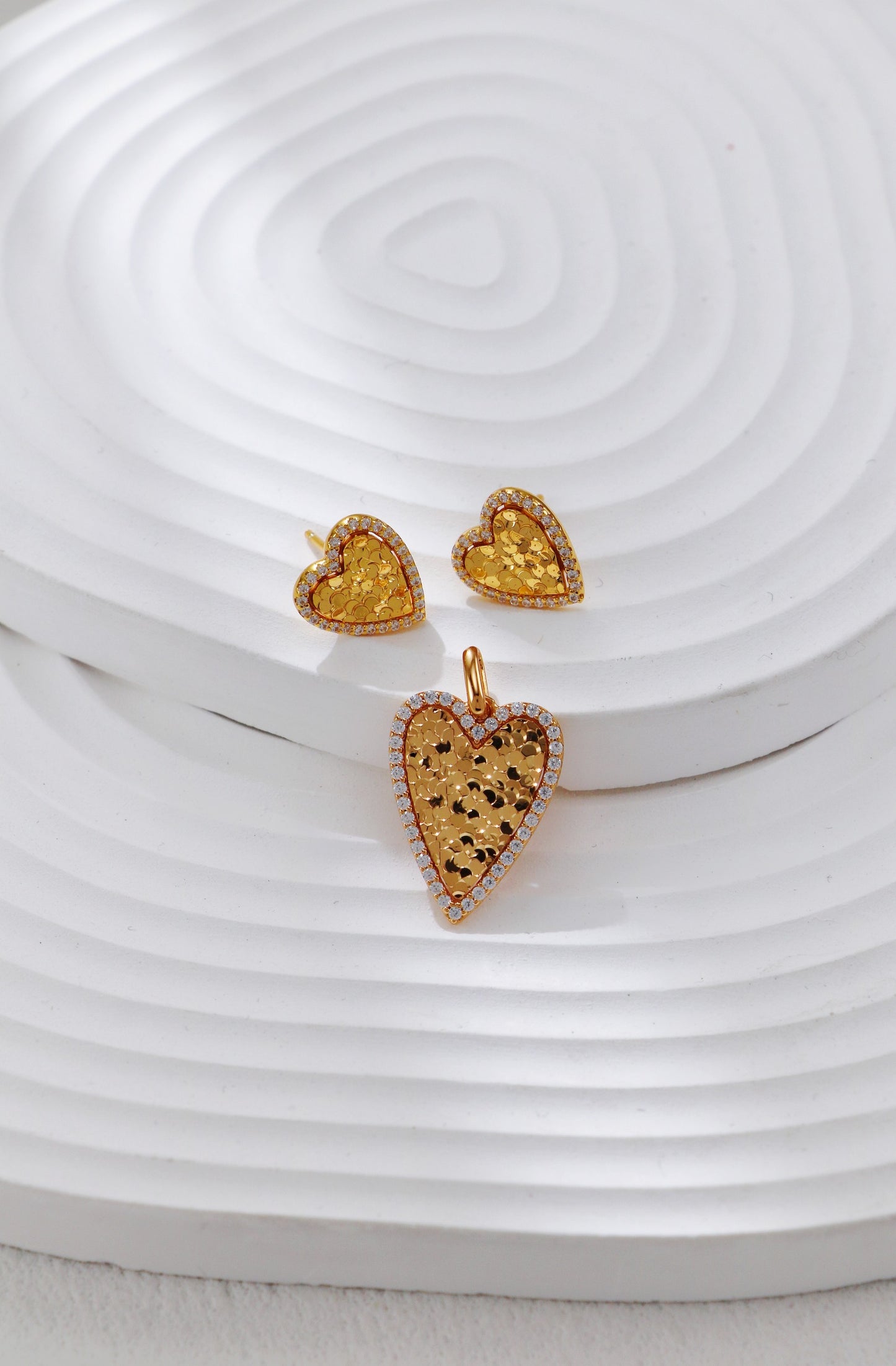 Luminous Heart Stud Earrings