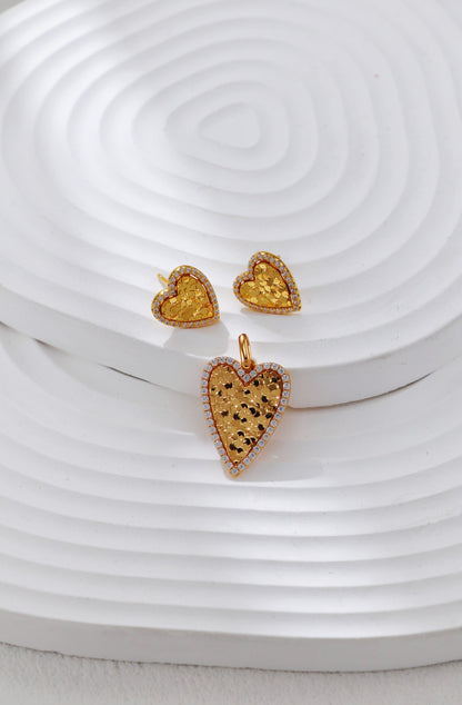 Luminous Heart Stud Earrings
