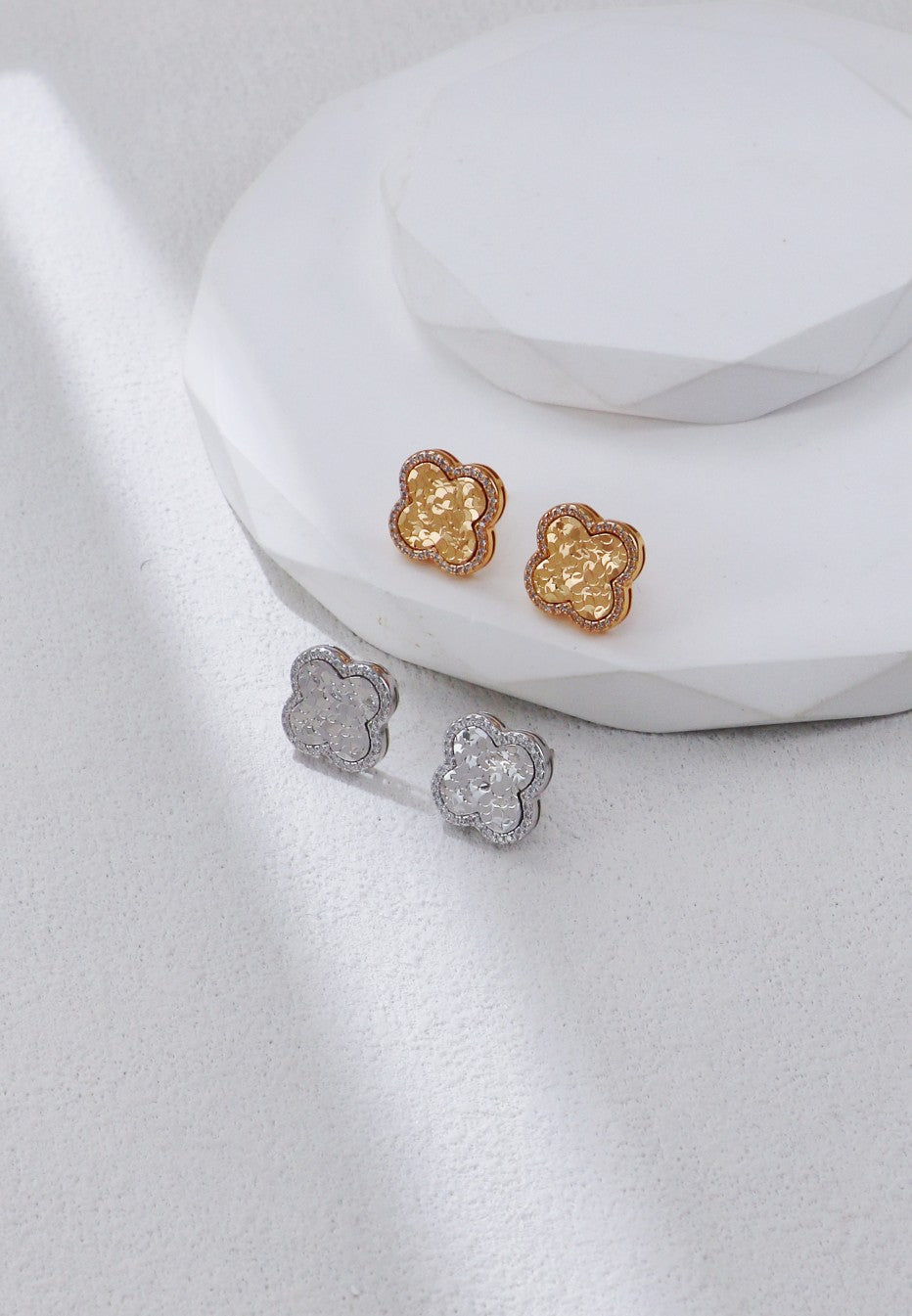 Clover Monogram Engine-Turned Earrings