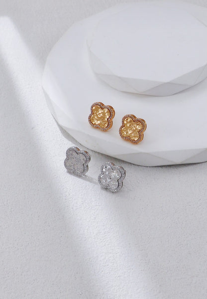Clover Monogram Engine-Turned Earrings