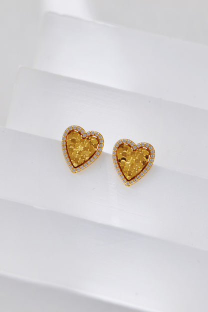 Luminous Heart Stud Earrings