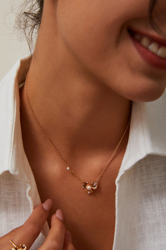 Floral Bloom Pearl & Zircon Ring
