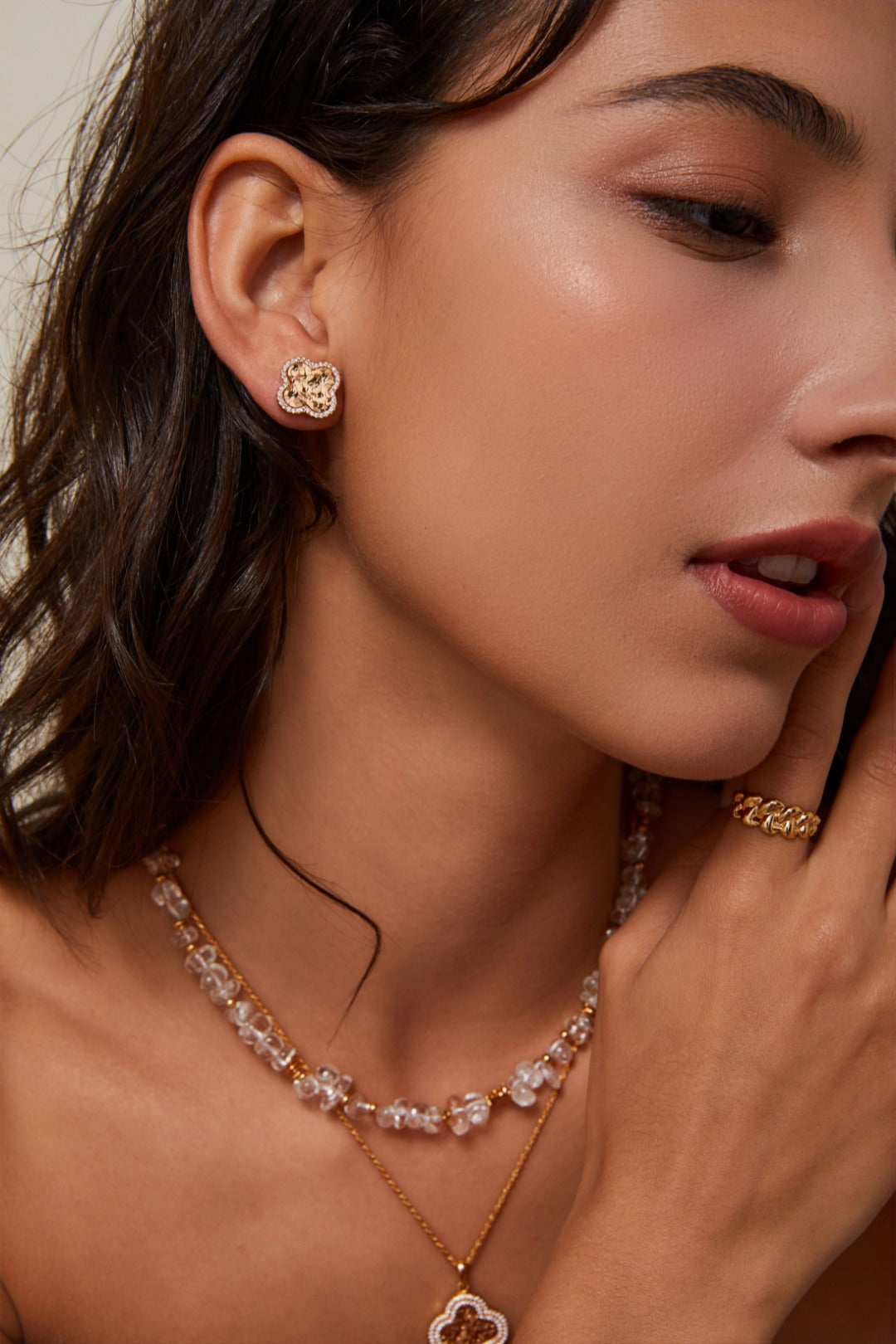 Clover Monogram Engine-Turned Earrings