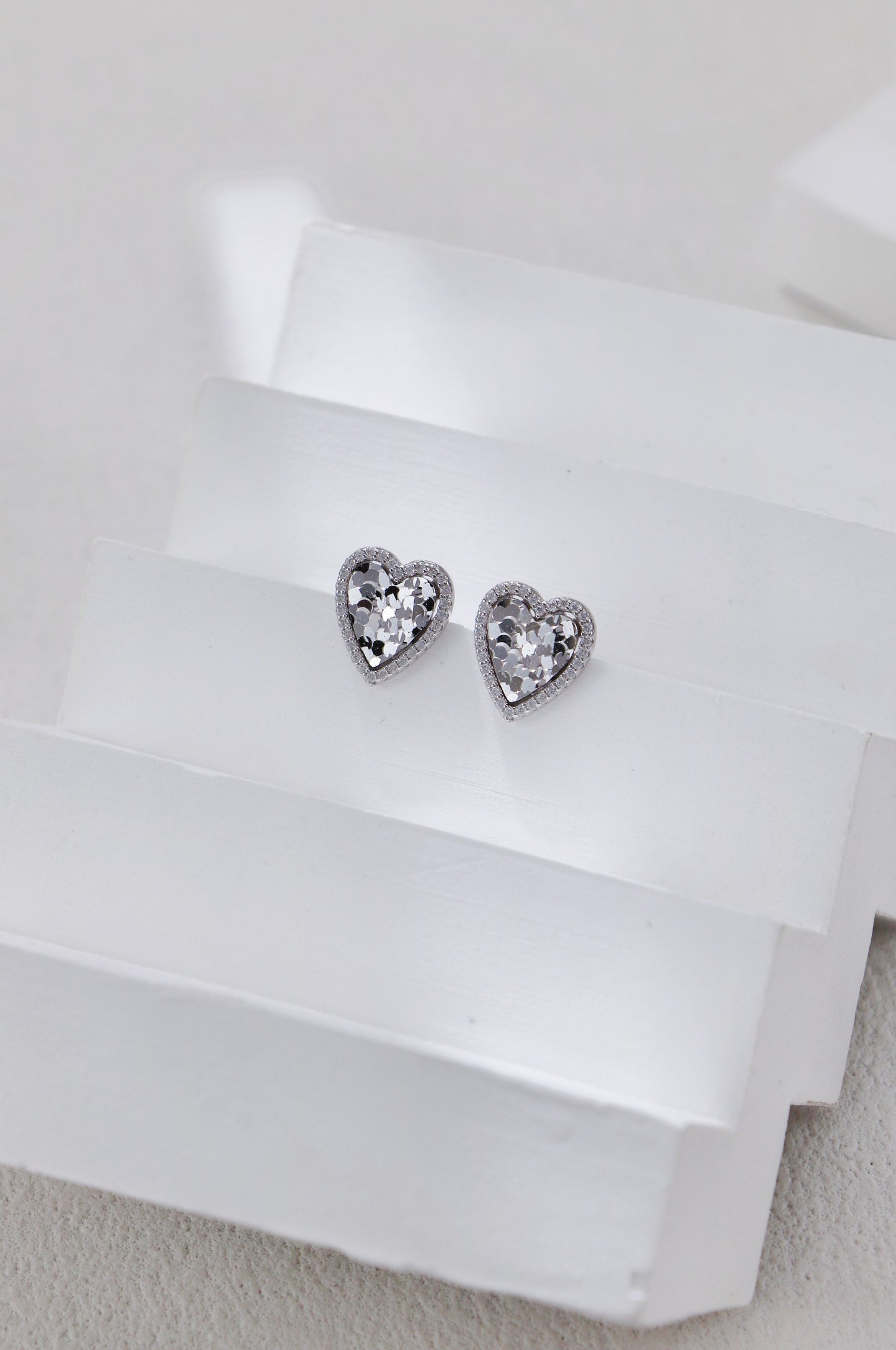 Luminous Heart Stud Earrings