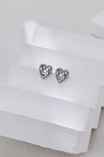 Luminous Heart Stud Earrings