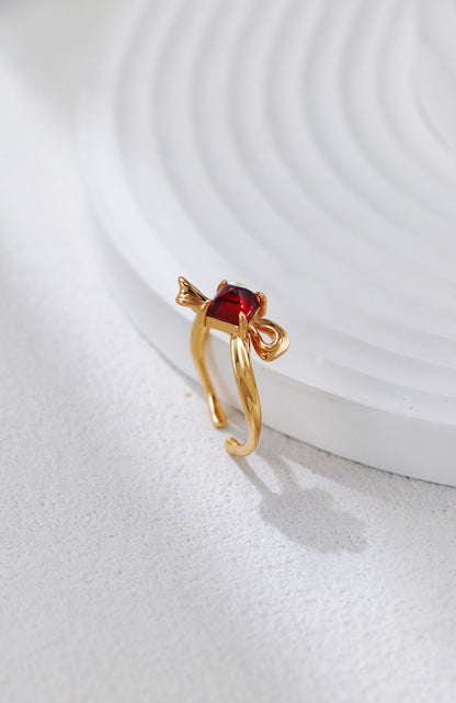 Sugarloaf Garnet Velvet Solitaire Ring