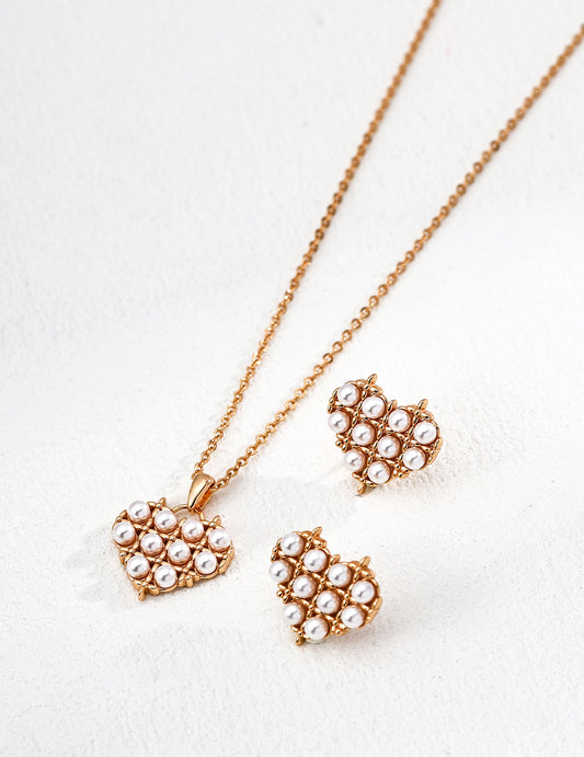Celestial Heart Pavé Pearl Pendant Necklace
