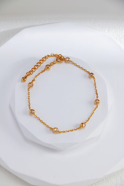 Celestial Beaded Zircon Delicate Bracelet in 18K Gold over S925 Silver