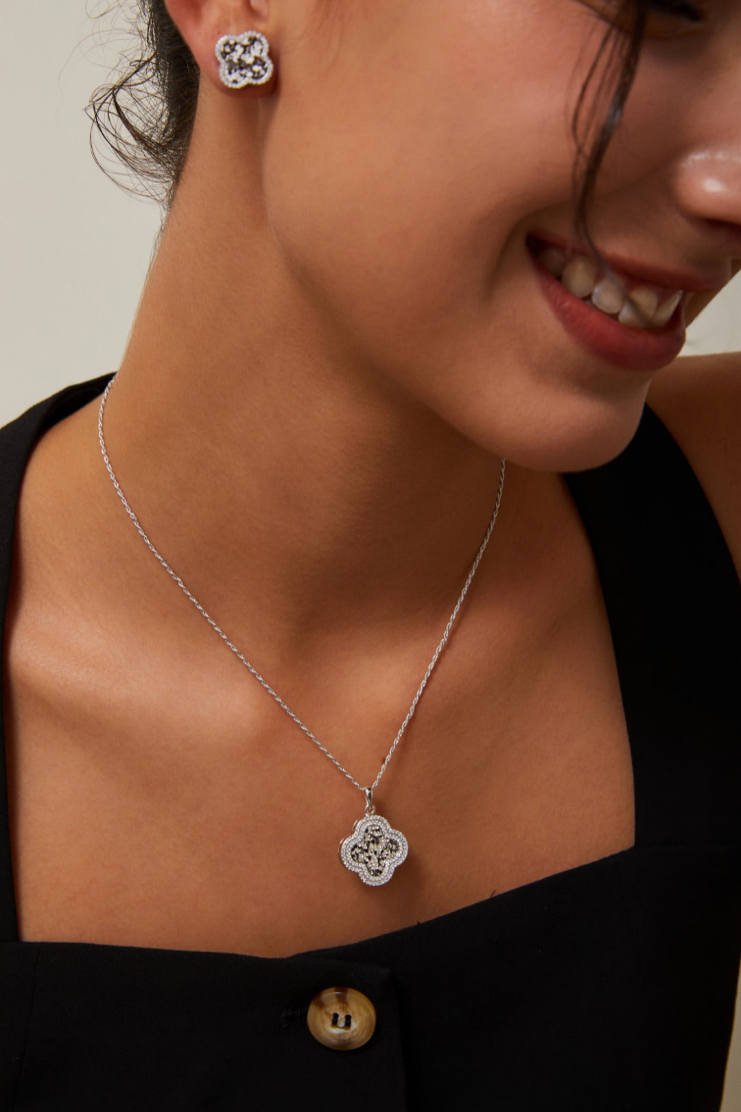 Clover Monogram Engine-Turned Earrings
