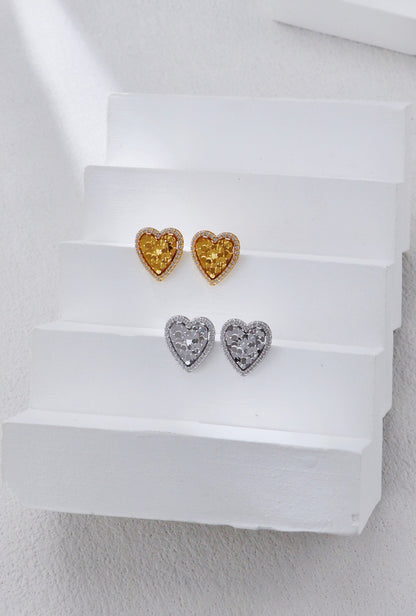 Luminous Heart Stud Earrings