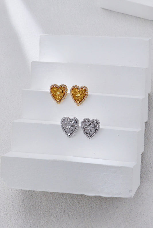 Luminous Heart Stud Earrings