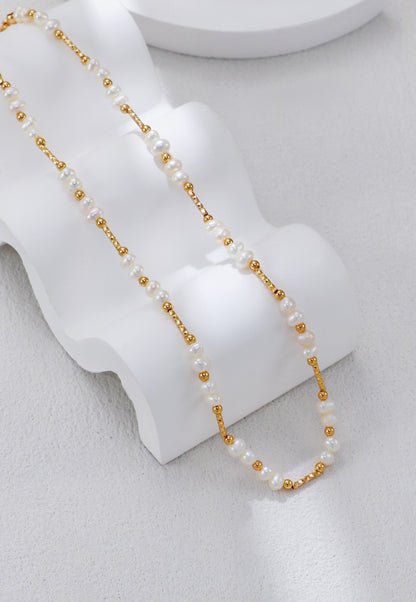 Garnet & Pearl Luminary Drop Necklace