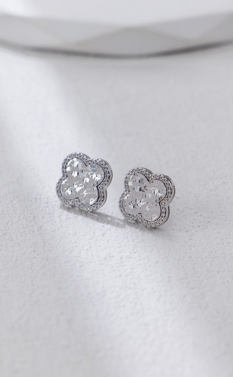 Clover Monogram Engine-Turned Earrings