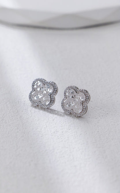 Clover Monogram Engine-Turned Earrings