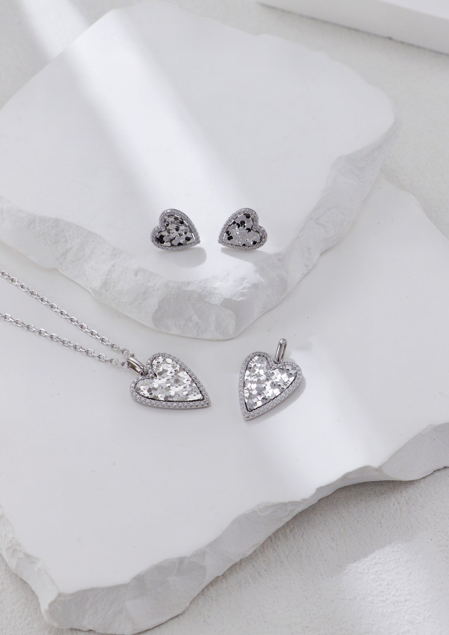 Luminous Heart Stud Earrings