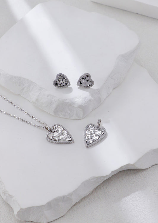 Luminous Heart Stud Earrings
