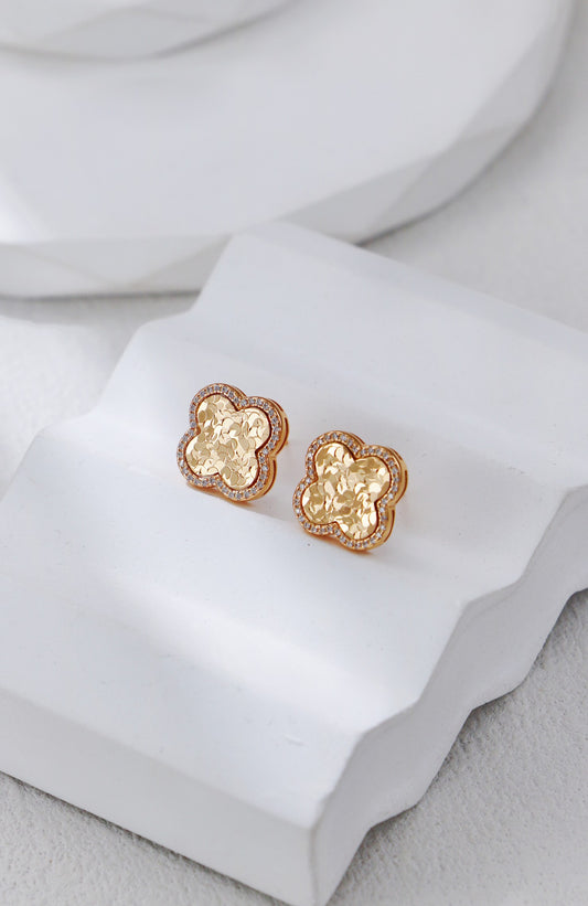 Clover Monogram Engine-Turned Earrings